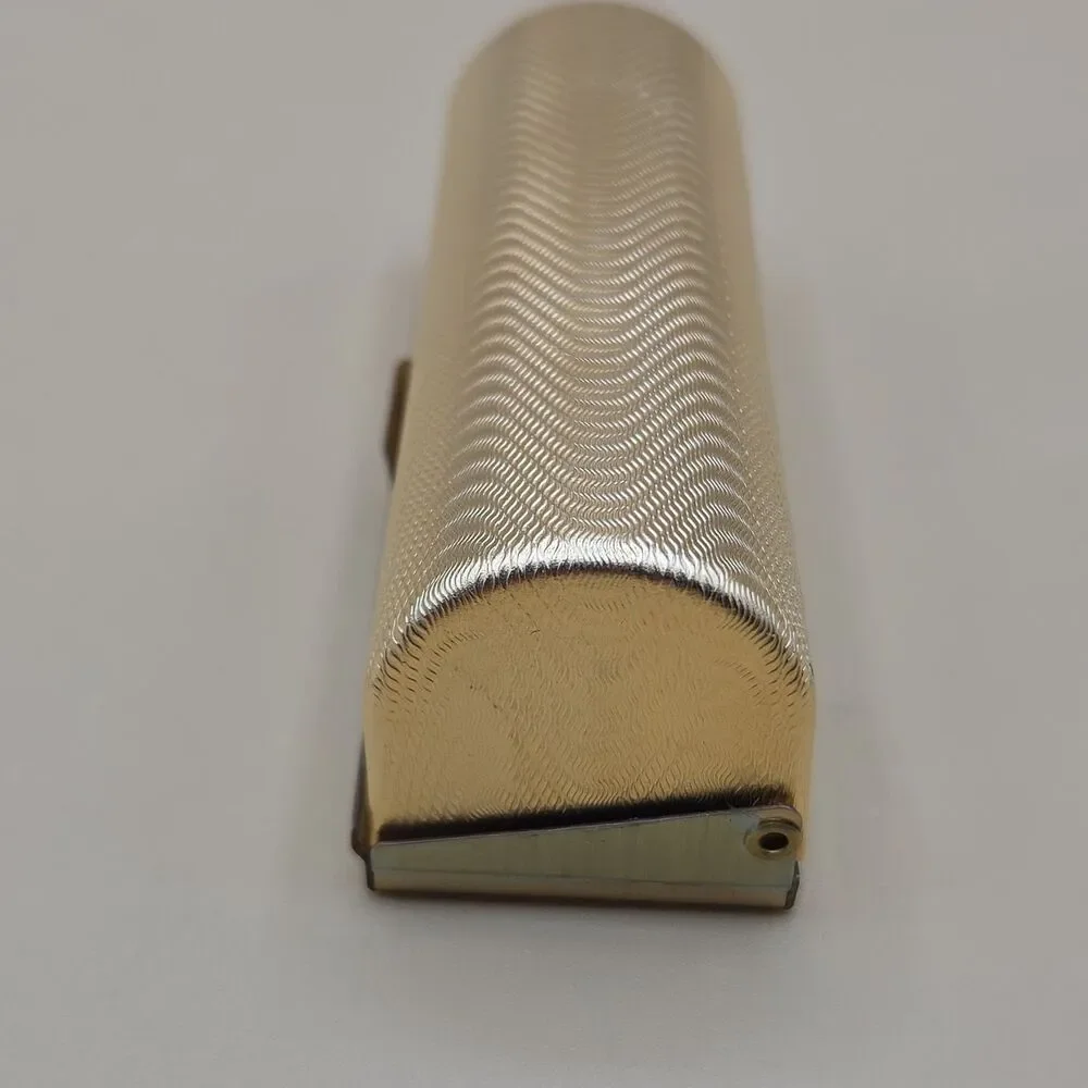 Vintage Gold Tone Lipstick Case Mirrored Interior 1980s Metal Tube Holder